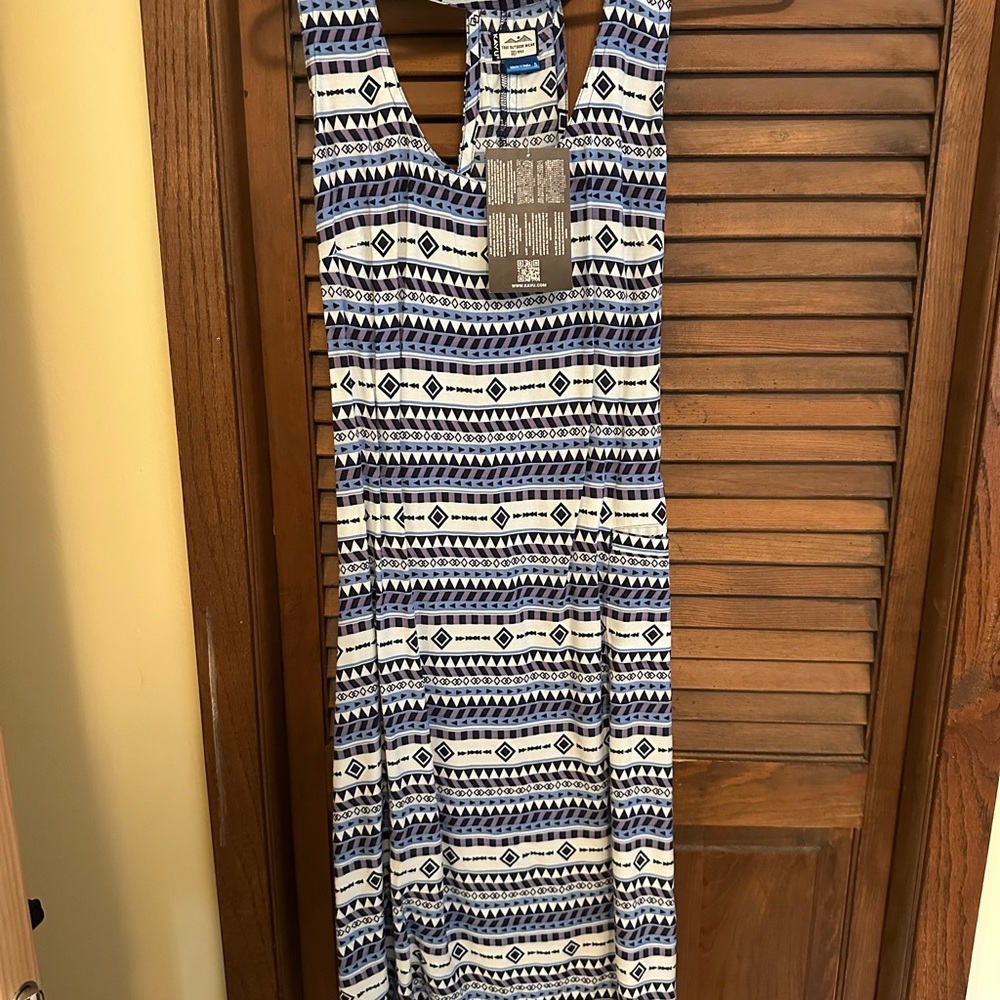 Kavu Blue and White Geometric Dress